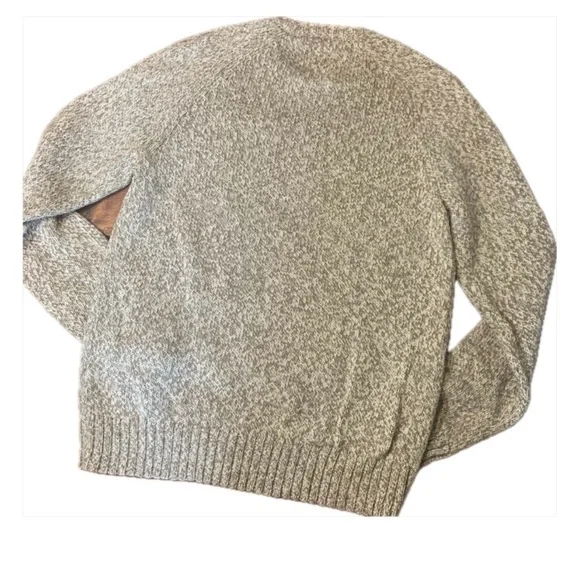 And American Eagle outfitters athletic fit men’s L oatmeal sweater burgundy cuff - Picture 2 of 10